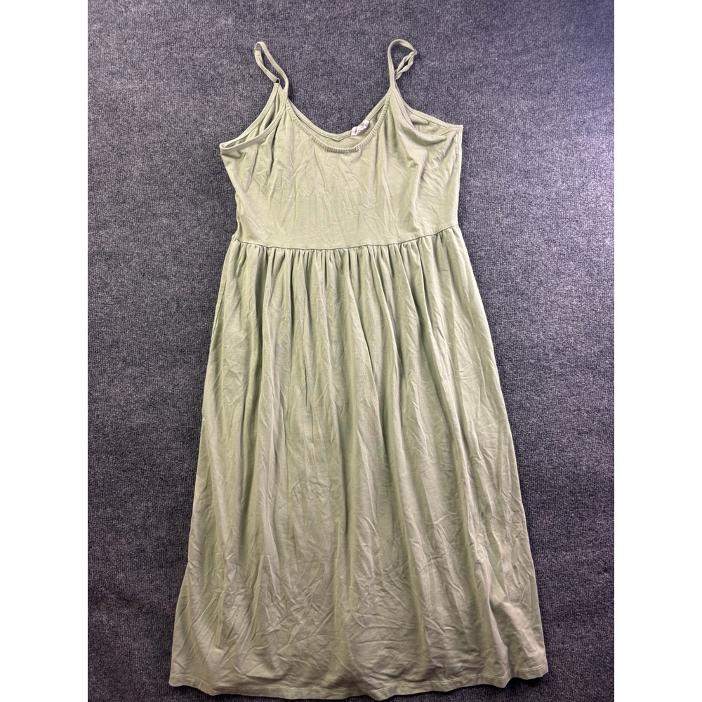 TenTree Midi Dress Womens XL‎ Sage Green Organic Cotton Modal Spaghetti Strap